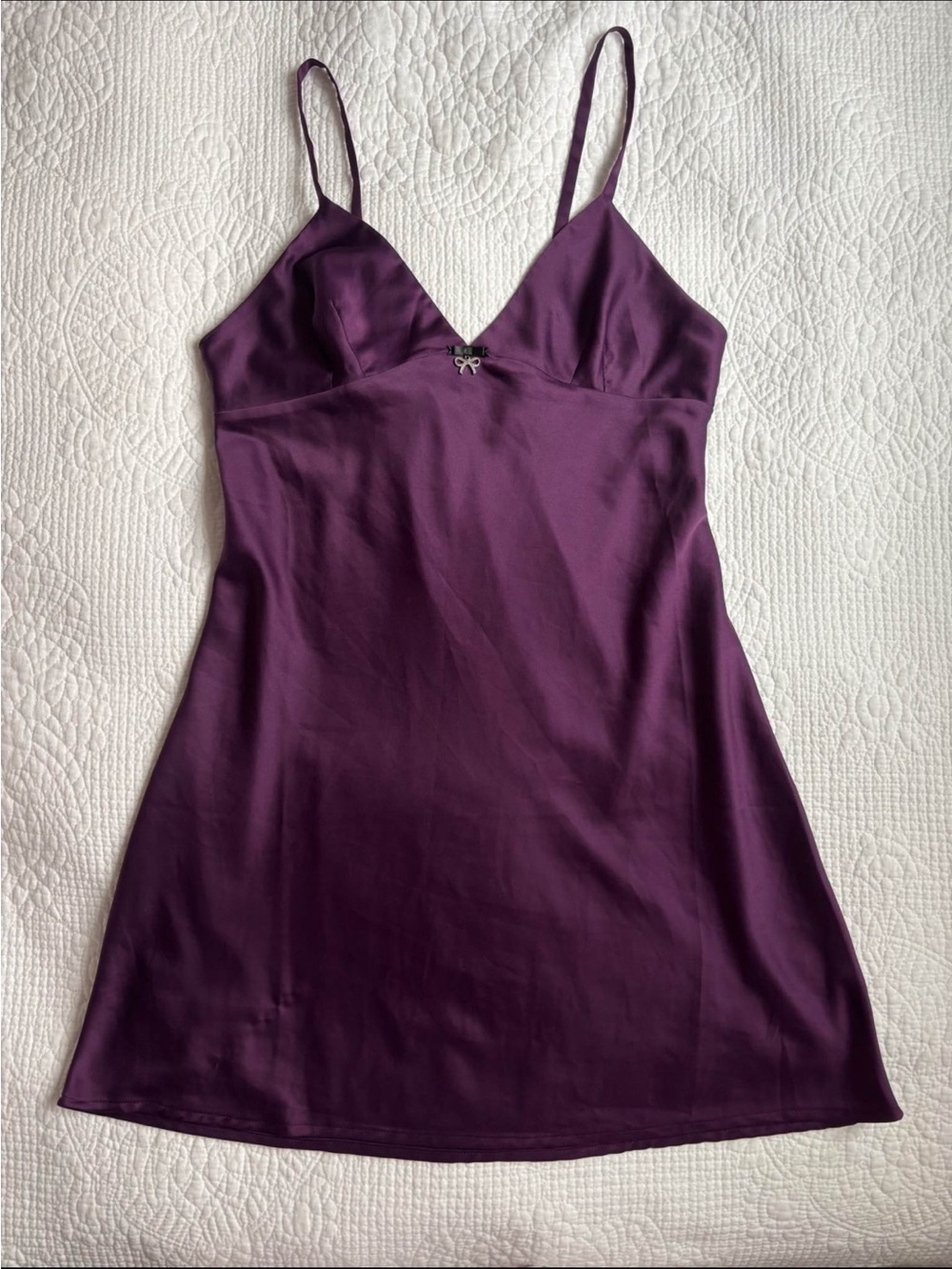 Vintage 2000s Purple Satin Slip Mini Dress